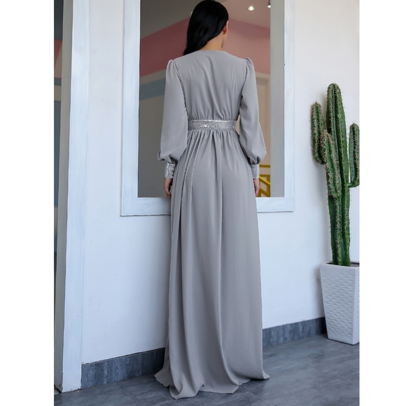 Deep V Sequin Detailed Maxi Dress - Picture 3 of 7